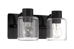 As part of the Rori - 17712 Collection, this wall-mounted light fixture boasts a minimalist black design with clear glass enclosures that highlight visible bulbs.