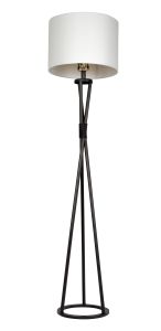The Floor Lamp - 86203 features a minimalist design with a sleek black metal tripod base and a cylindrical white fabric lampshade.