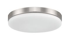 The Mondo Light Kit (MNDLK) features a round, modern design with a brushed metal rim and white diffuser. Its dimmable at 20 watts and complies with JA8/Title 24 for energy efficiency.