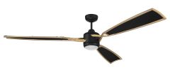 The Viva Indoor Ceiling Fan (VIA72xxx3) features three sleek black blades with gold accents and a central light, offering a smart home-compatible, modern design in striking black and gold. Ideal for those wanting energy efficiency without sacrificing styl