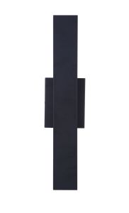 The Rens - ZA2610-MN-LED is a geometric wall sconce with a minimalist design, featuring two overlapping vertical black rectangles and a dimmable LED light, offering a modern and sleek appearance that combines functionality and style.