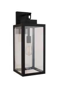 Explore the Marin - ZA6824-TB, a black metal and glass outdoor wall lantern with a sleek rectangular design and visible Edison-style bulb, offering timeless style with clean lines and a transparent enclosure.