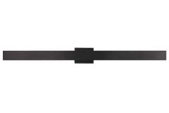 The Rens - ZA2640-MN-LED is a sleek, minimalist black horizontal bar with a dimmable LED light. Mounted on a white wall with a central square base, it features a smooth matte finish and spans evenly across the image, showcasing contemporary style.
