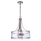 From the Elliot - 55395 collection, this contemporary metal chandelier features circular glass shades with a decorative link suspension and exposed filament bulbs, creating an industrial look perfect for transitional interiors.