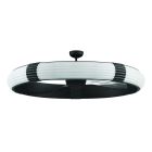 Introducing the Cipriani Indoor Ceiling Fan - CPN57xxx4, a modern 57 marvel with a circular design, sleek black frame, and translucent white sections. It features an energy-efficient DC motor, visible blades, and dimmable LED lighting for a functional and