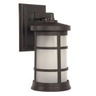The Resilience Lanterns - ZA2314 is a black outdoor wall light with a cylindrical design, featuring frosted white glass panes and a grid pattern on a square backplate. Its made from durable, non-corrosive material for lasting elegance.