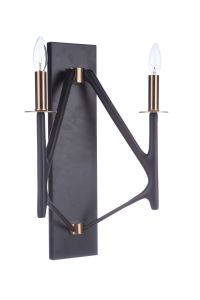 The Reserve The Reserve 2 Light Wall Sconce in Flat Black/Satin Brass