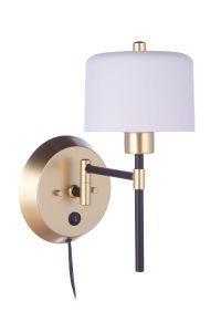 57861P-FBSNG Plug-in Wall Sconce Flat Black-Sunset Gold