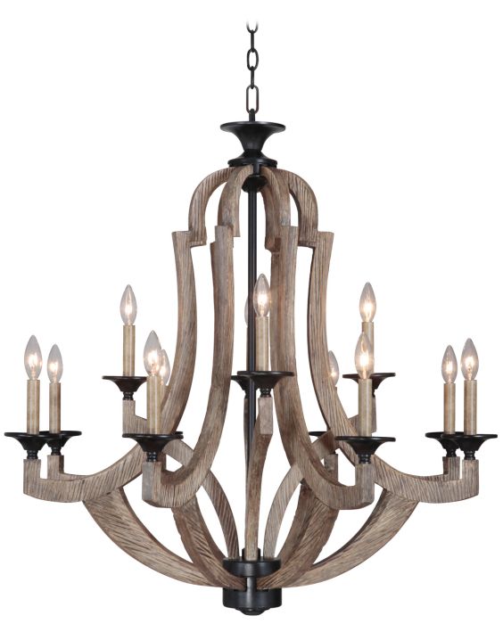35112-WP Chandelier Weathered Pine