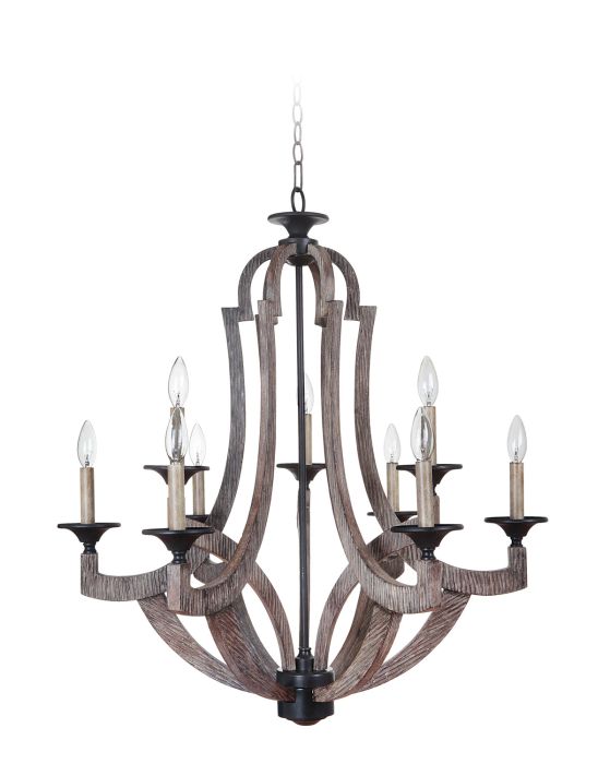 35129-WP Chandelier Weathered Pine